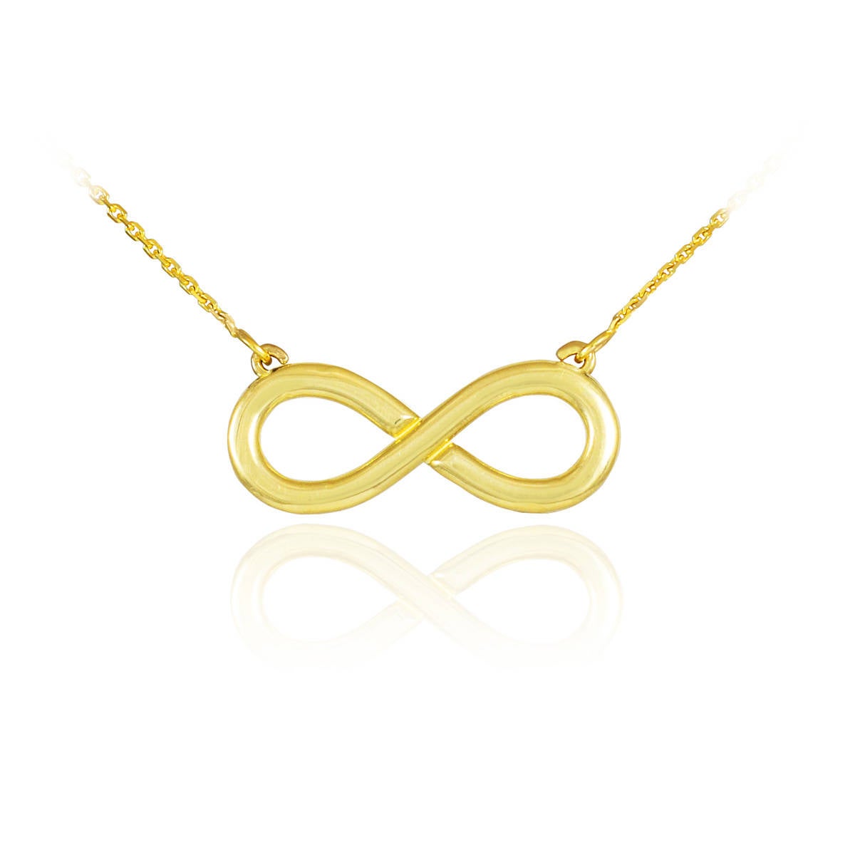 14K Polished Solid Gold Infinity Necklace (yellow, white, rose gold) Karma Blingz