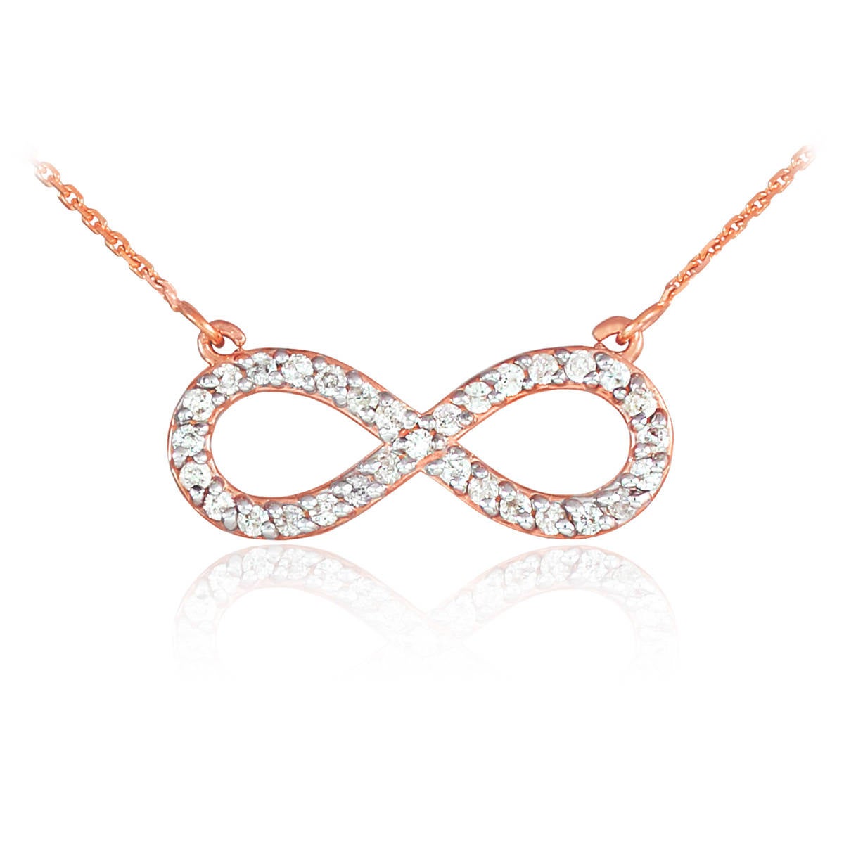 14K Gold Diamond Infinity Necklace (yellow, white, rose gold) Karma Blingz