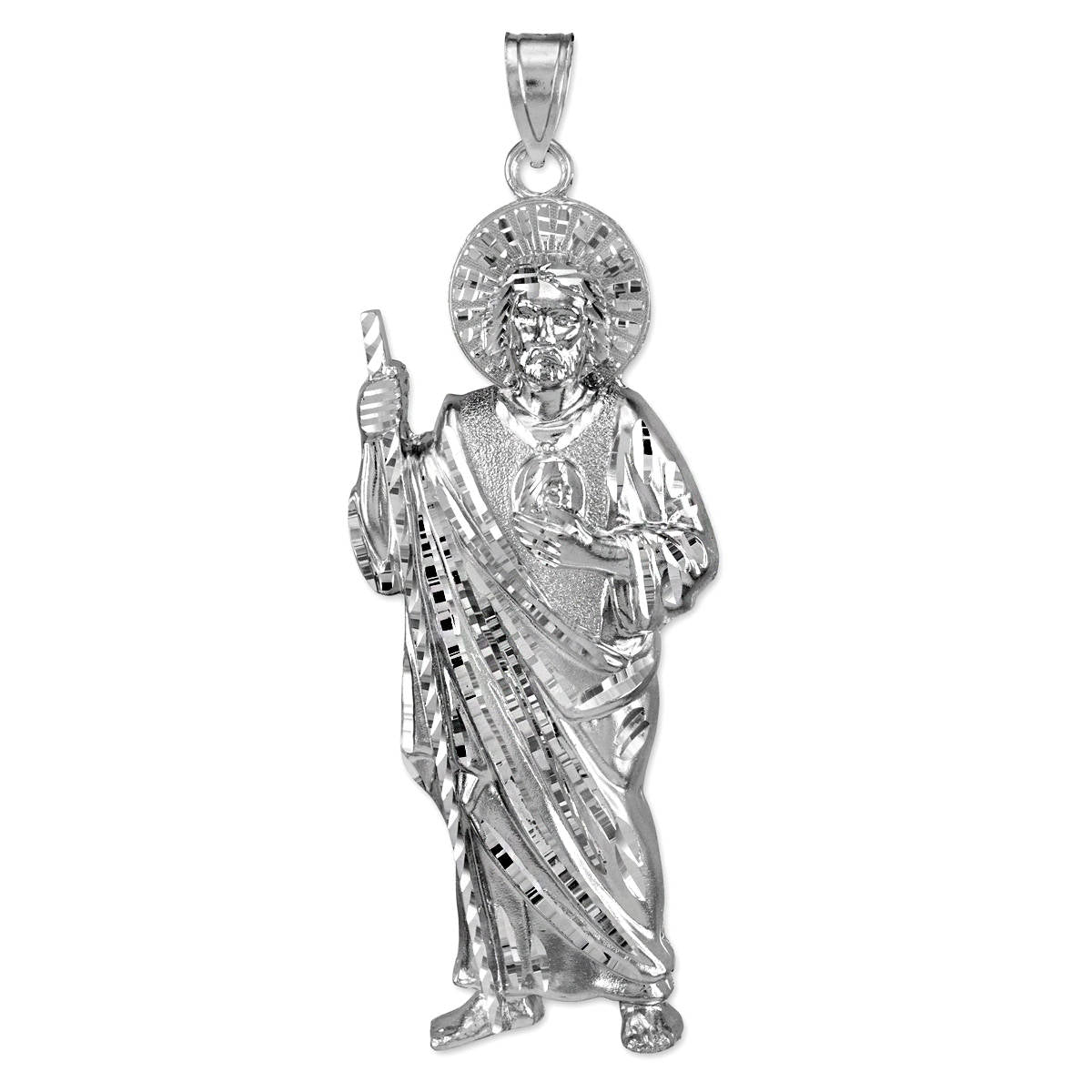 Gold Saint Jude Large Pendant (yellow, white, rose gold, 10k, 14k) Karma Blingz
