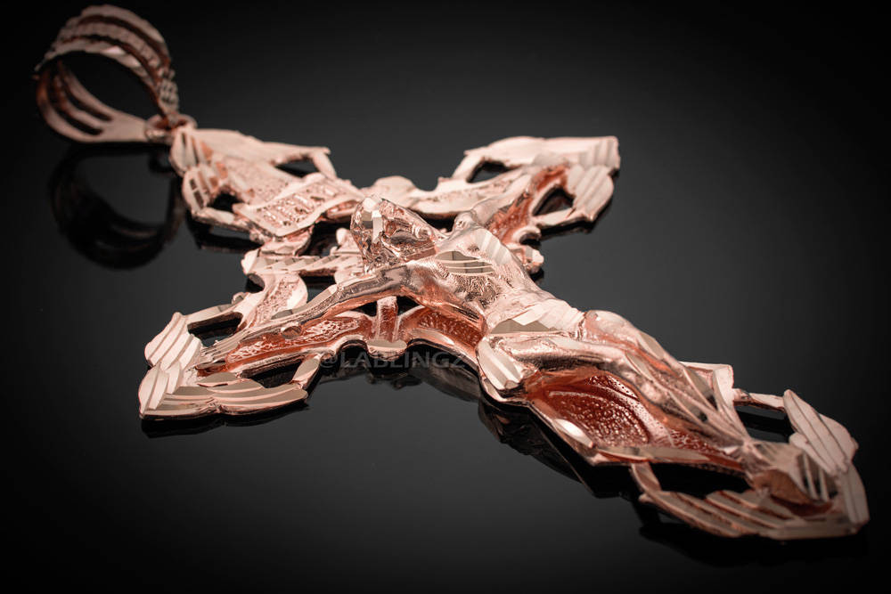 Solid Gold Mens X-Large Crucifix Cross Pendant (yellow, white, rose gold, 10k, 14k) Karma Blingz