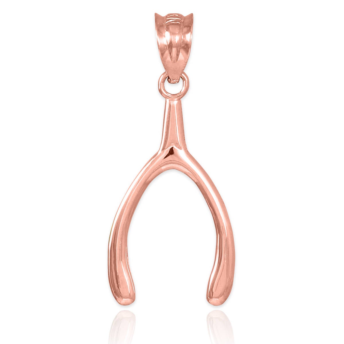 Polished Gold Wishbone Pendant Necklace (10k, 14k, yellow, white, rose gold) Karma Blingz