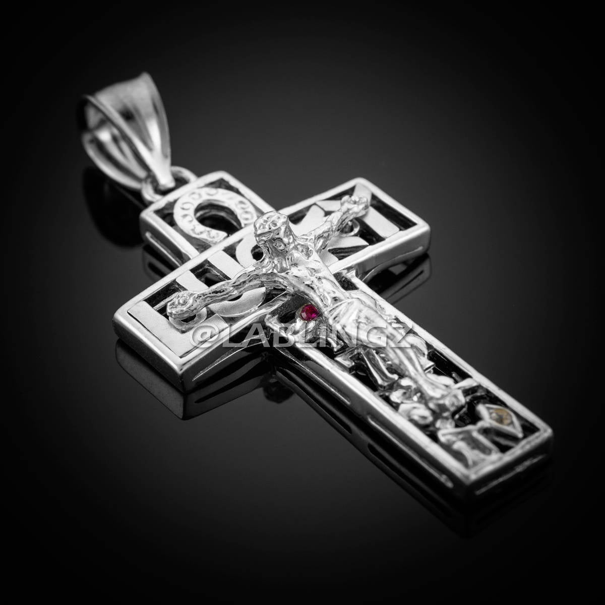 Sterling Silver Lucky Charm Crucifix Cross CZ Pendant Karma Blingz