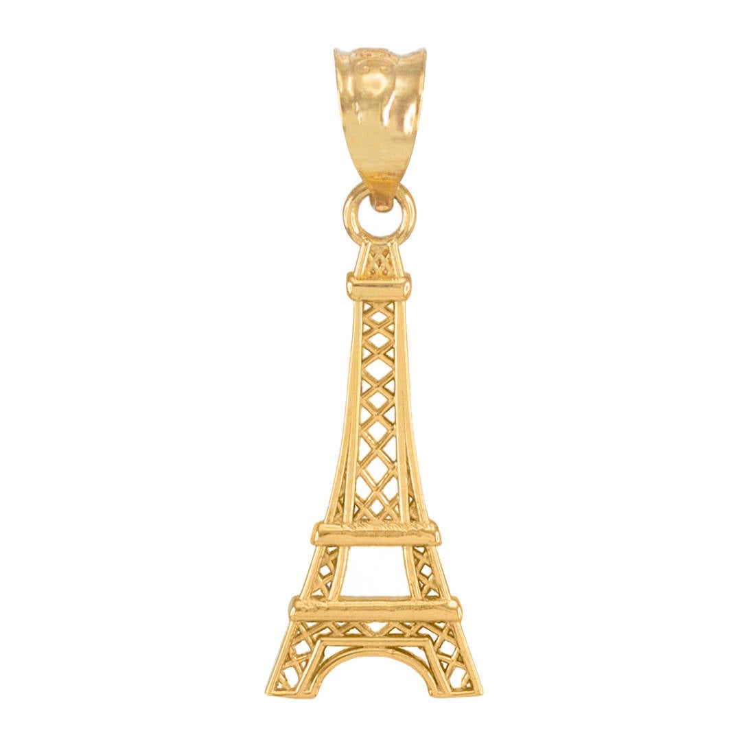 Gold Paris Eiffel Tower Charm Necklace (yellow, white, rose gold, 10k, 14k) Karma Blingz