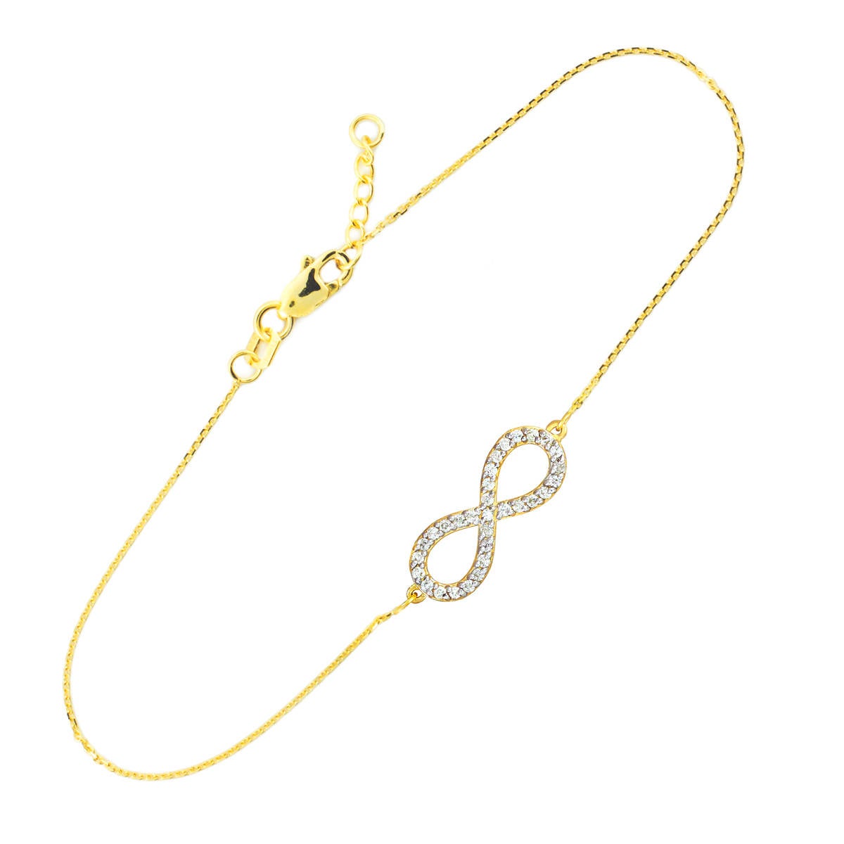 14K Gold Diamond Pave Infinity Bracelet (yellow, white, rose gold) Karma Blingz