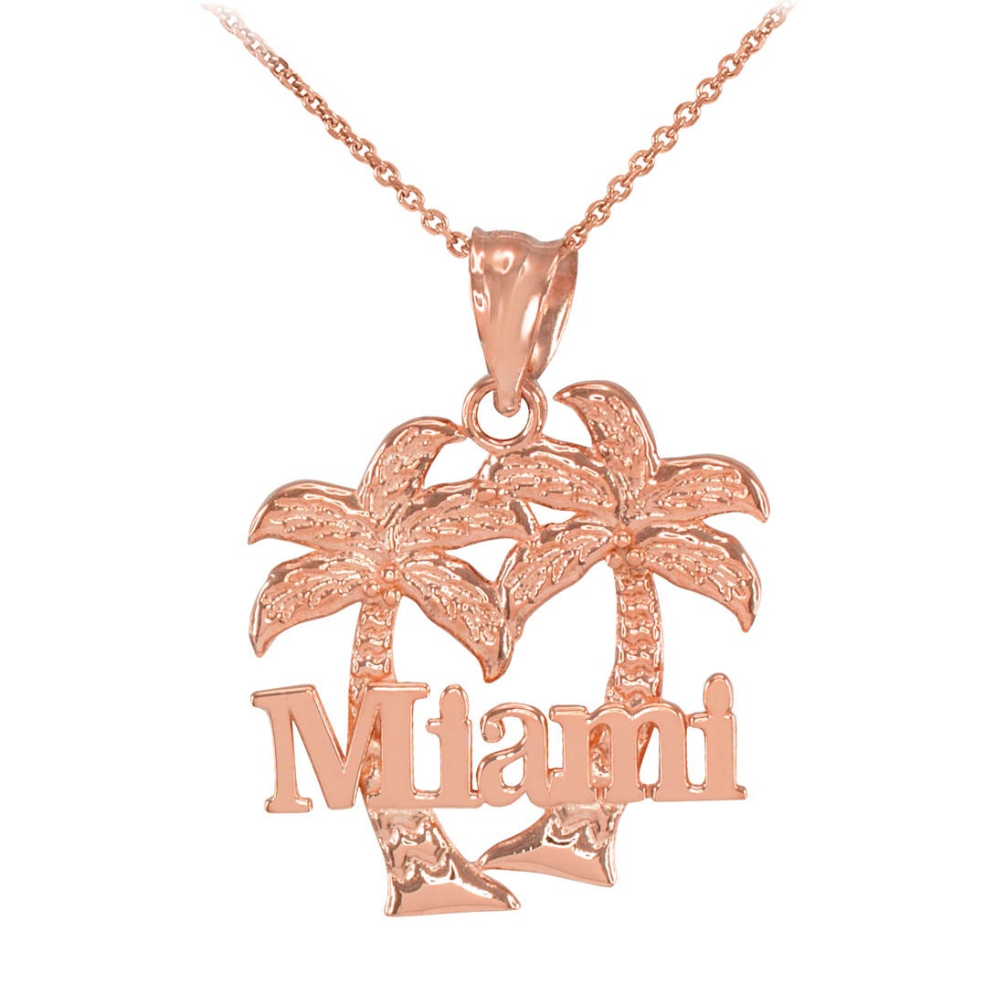 Gold Miami City Palm Trees Pendant Necklace (yellow, white, rose gold) Karma Blingz