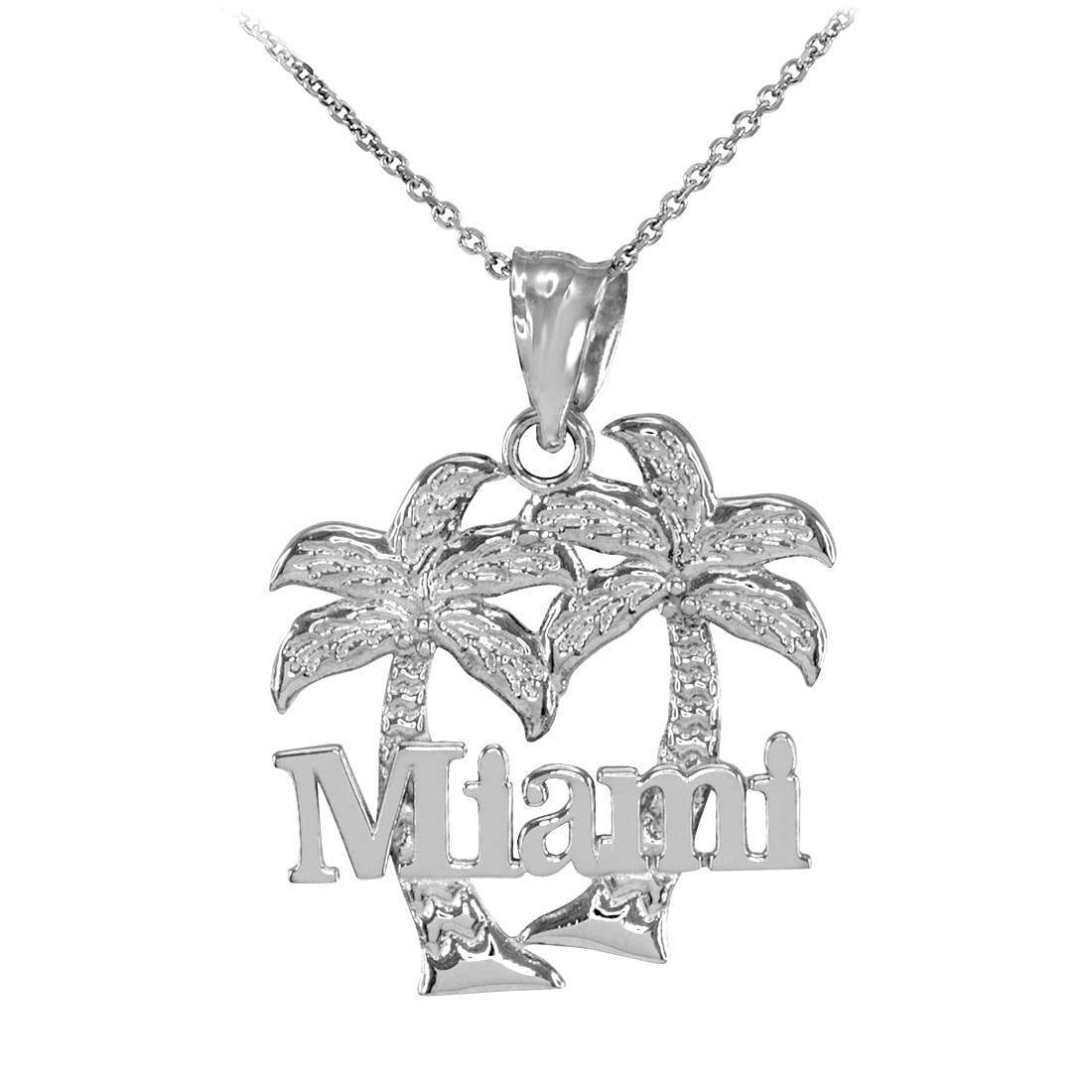 Sterling Silver Miami City Palm Trees Pendant Necklace Karma Blingz