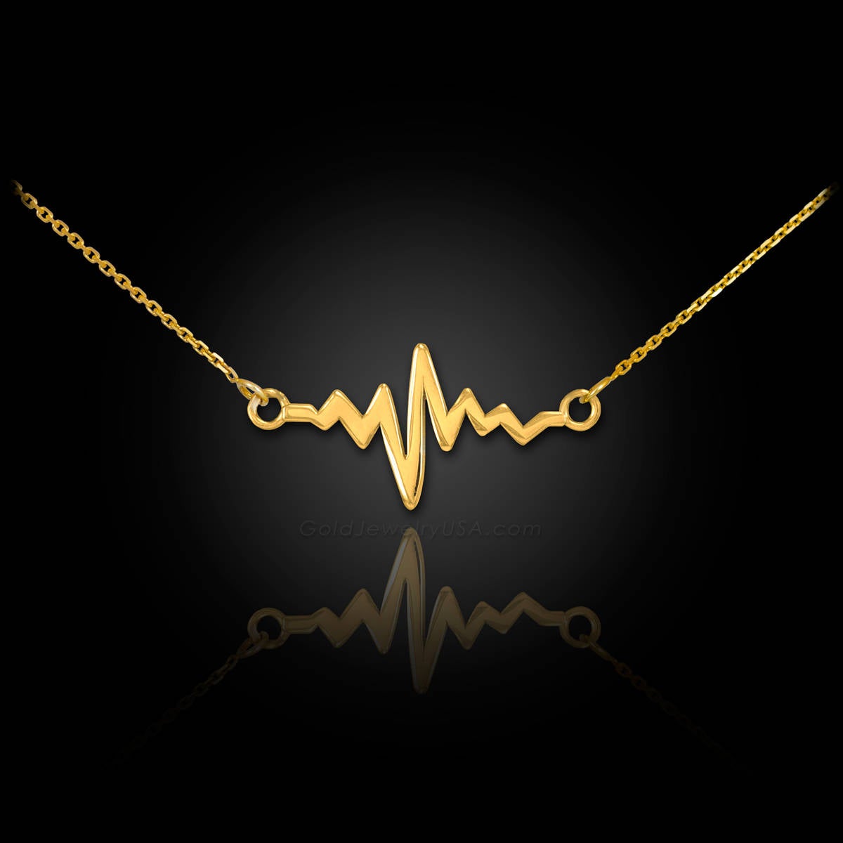 14K Gold Heartbeat Pulse EKG Necklace (yellow, white, rose gold) Karma Blingz