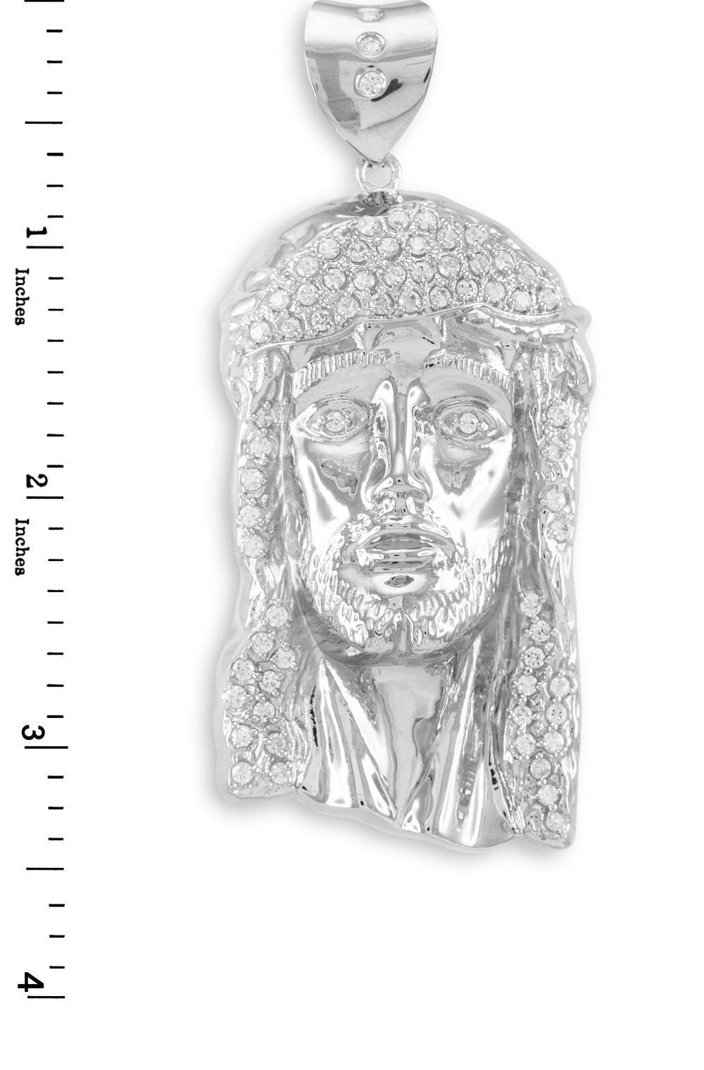 Iced Sterling Silver Jesus Face Mens Large CZ Pendant Karma Blingz