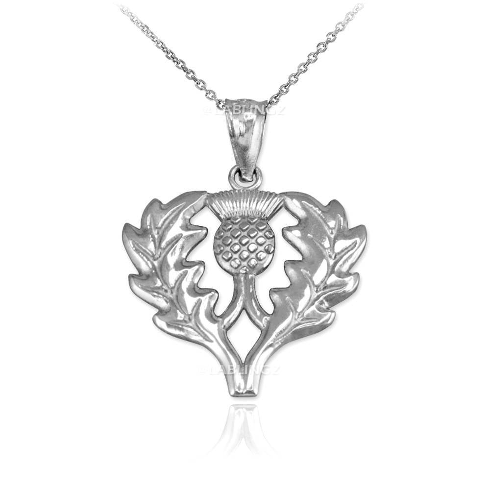 Polished Sterling Silver Scottish Thistle Pendant Necklace Karma Blingz
