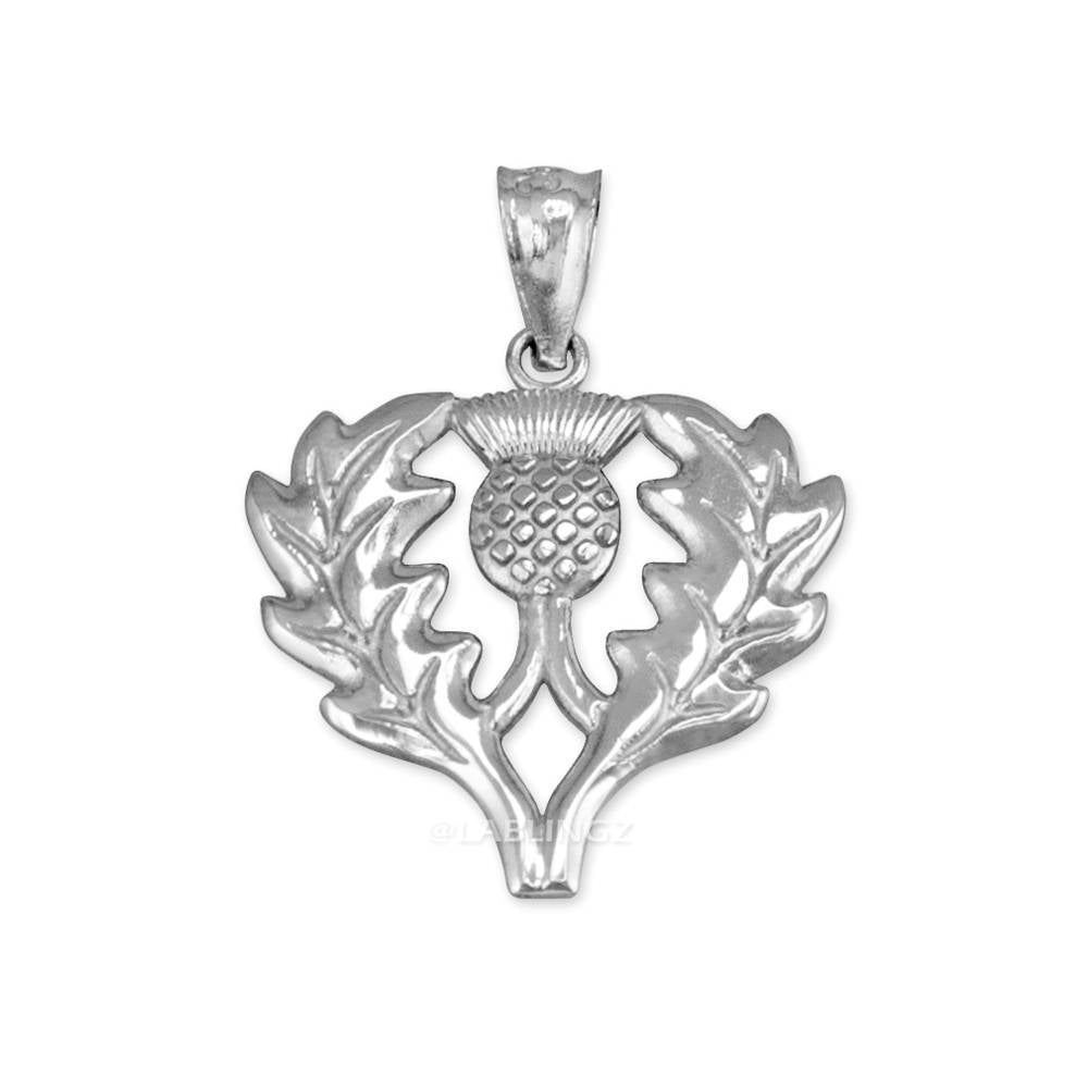 Polished Sterling Silver Scottish Thistle Pendant Necklace Karma Blingz