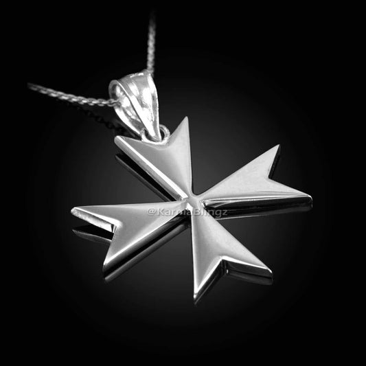 Sterling Silver Maltese Cross Pendant Necklace Karma Blingz