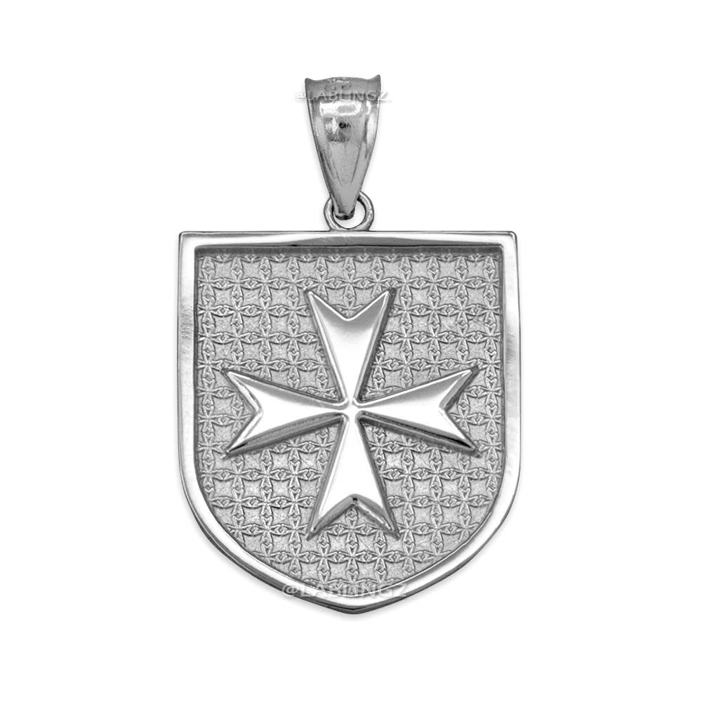 Solid Gold Knights Templar Maltese Cross Badge Pendant Necklace (yellow, white, rose gold) Karma Blingz