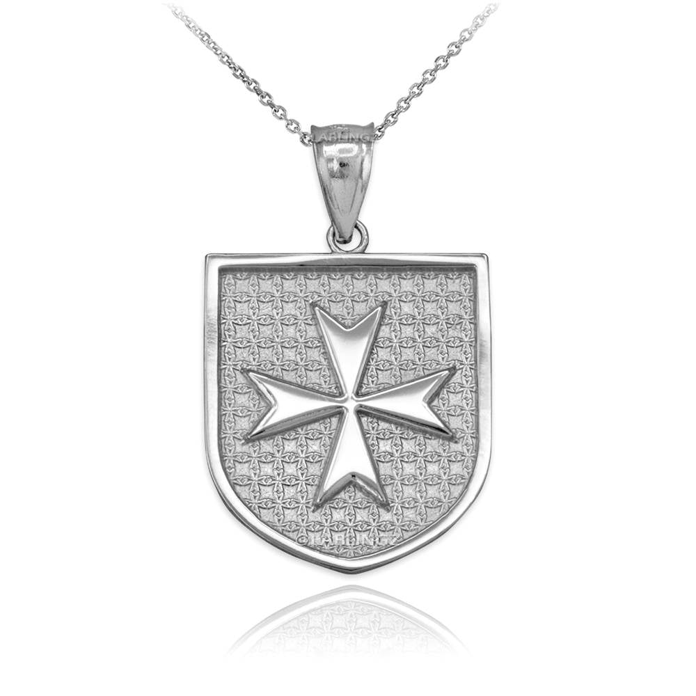 Solid Gold Knights Templar Maltese Cross Badge Pendant Necklace (yellow, white, rose gold) Karma Blingz