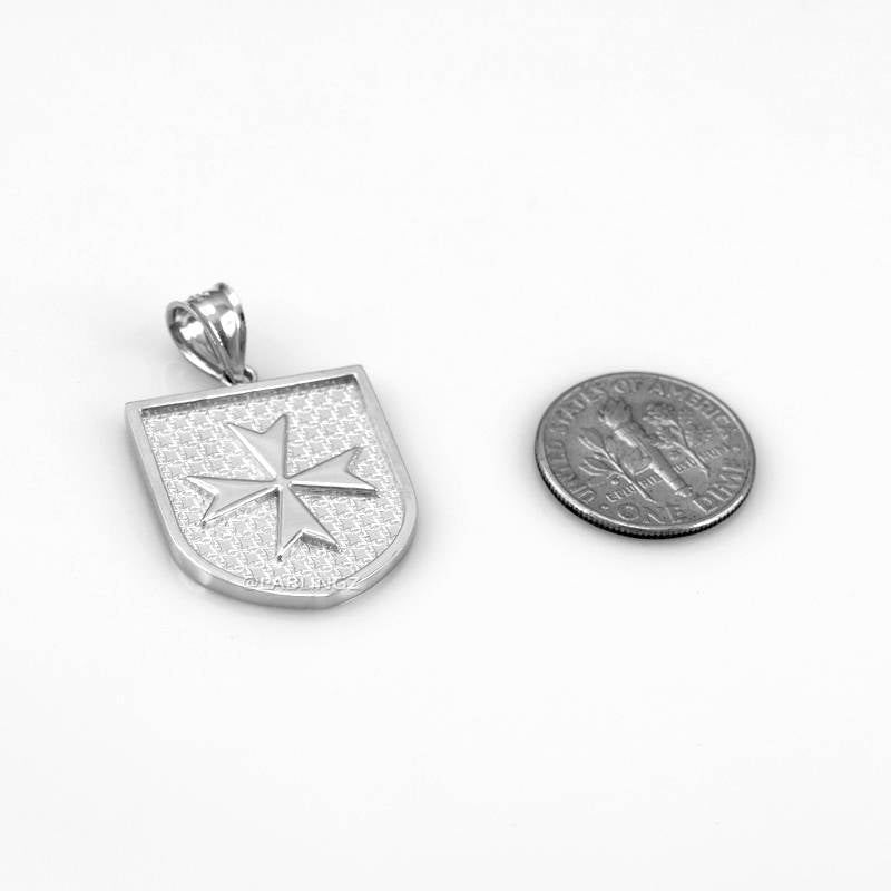 Solid Sterling Silver Maltese Cross Badge Pendant Necklace Karma Blingz