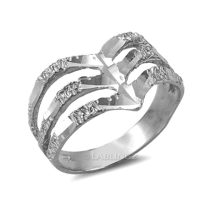 Sterling Silver Triple Chevron Ladies DC Nugget Ring Karma Blingz