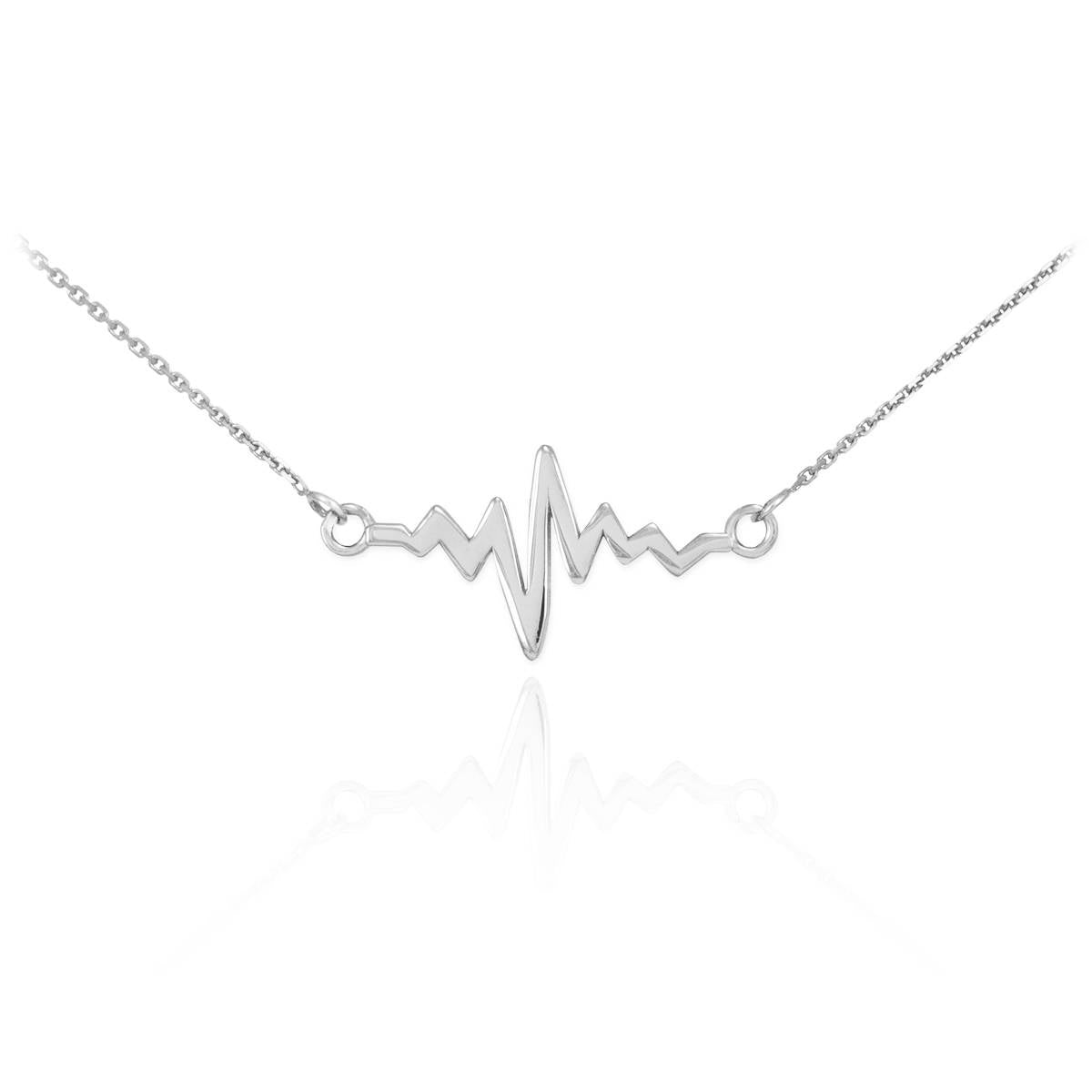 14K Gold Heartbeat Pulse EKG Necklace (yellow, white, rose gold) Karma Blingz