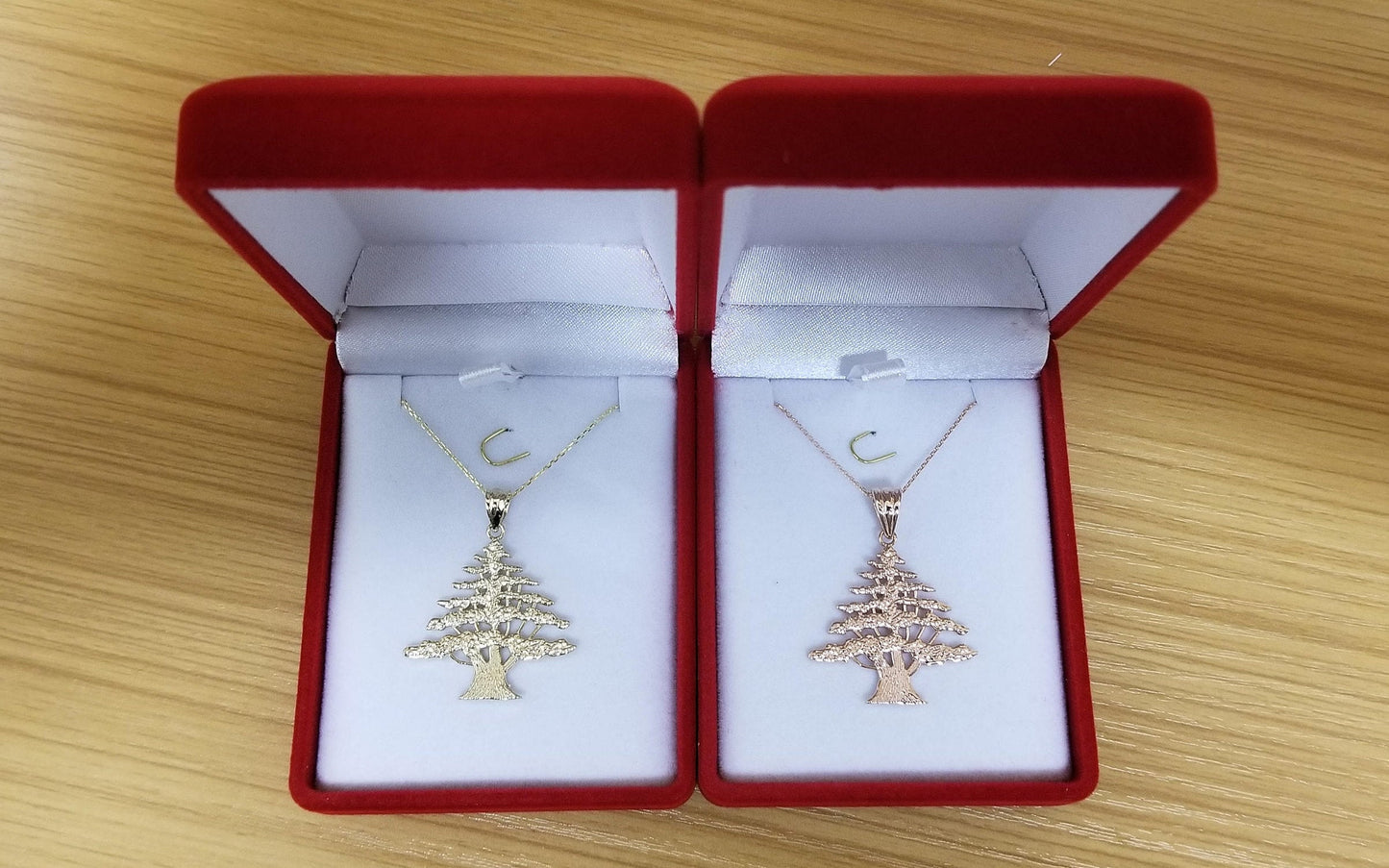 Gold Cedar Tree of Lebanon Pendant Necklace (10k, 14k, yellow, white, rose gold) Karma Blingz