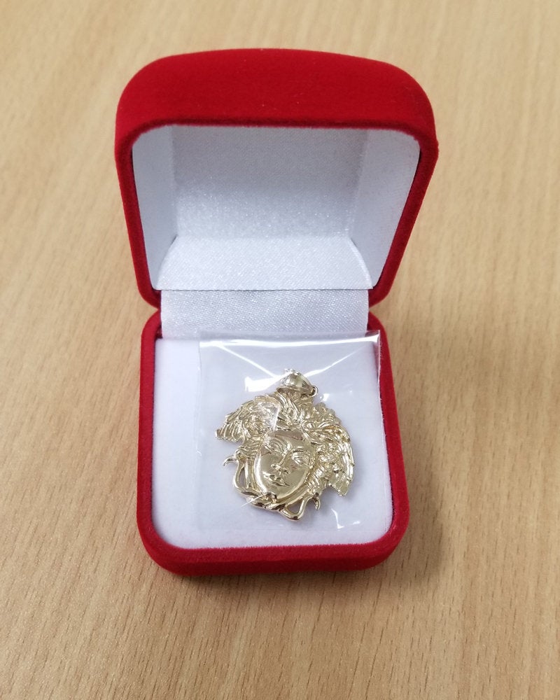 Gold Medusa Pendant (small, medium, large, 10k, 14k, yellow, white, rose gold) Karma Blingz
