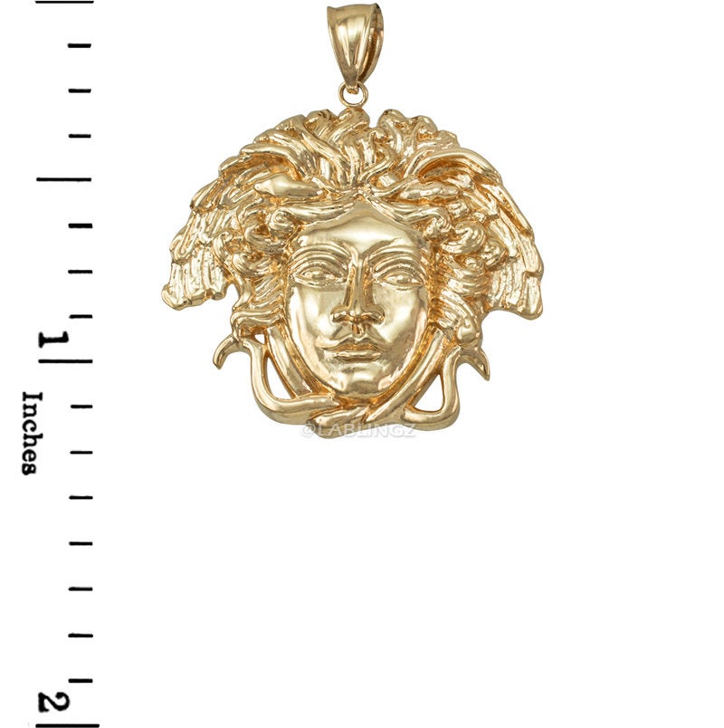 Yellow Gold Medusa Charm Necklace (10k, 14k,) Karma Blingz