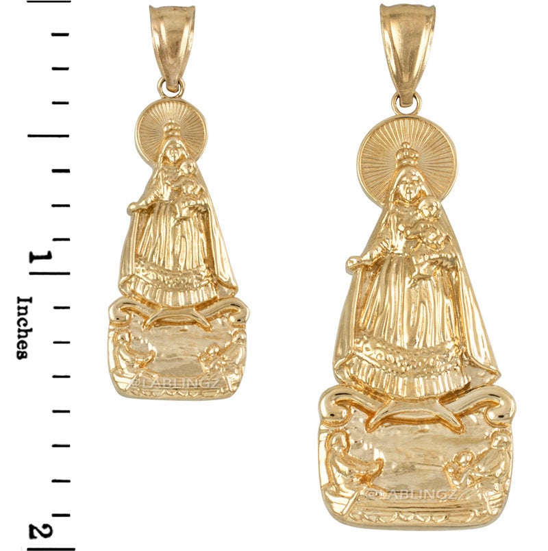 Our Lady of Cobre Gold Pendant (small, large, 10k, 14k, yellow, white, rose gold) Karma Blingz