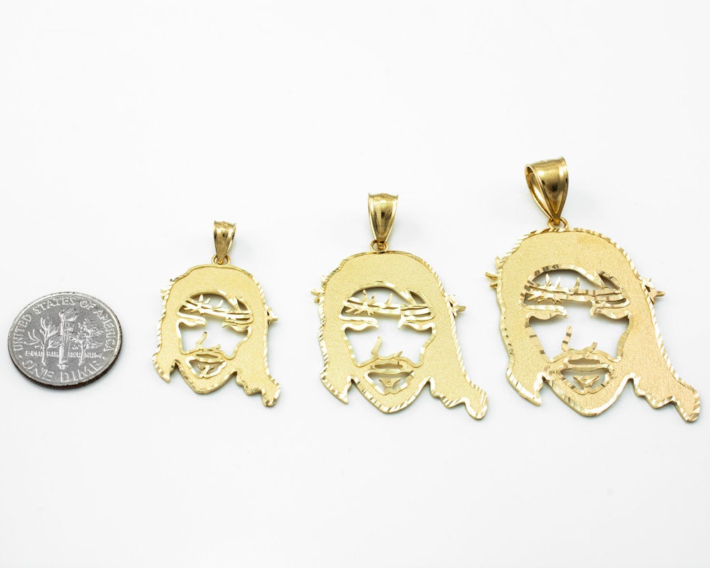 Gold Jesus Face DC Pendant (small, medium, large, 10k, 14k, yellow, white, rose gold) Karma Blingz