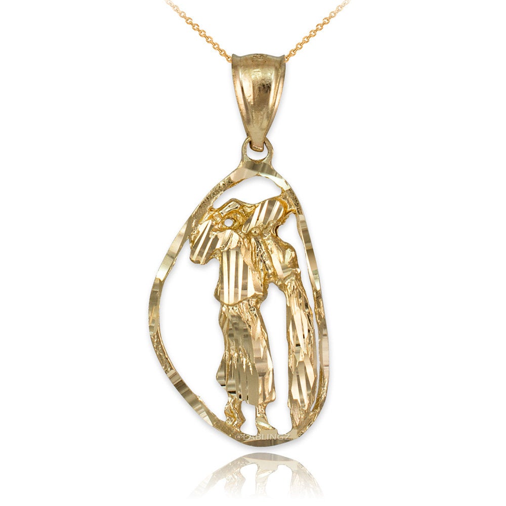 Gold Aquarius Zodiac Sign DC Pendant Necklace (yellow, white, rose gold, 10K, 14K) Karma Blingz
