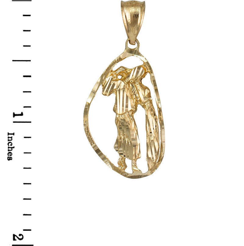 Gold Aquarius Zodiac Sign DC Pendant Necklace (yellow, white, rose gold, 10K, 14K) Karma Blingz