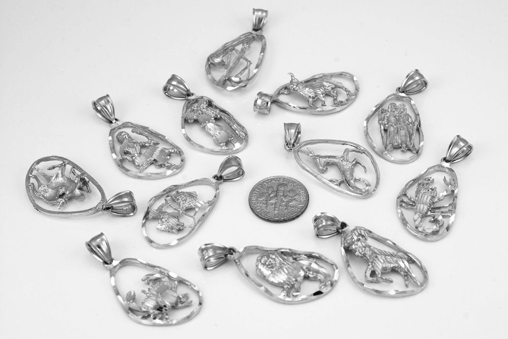 Sterling Silver Aquarius Zodiac Sign DC Pendant Necklace Karma Blingz