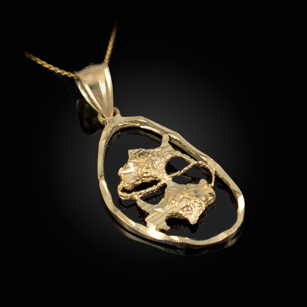 Gold Pisces Zodiac Sign DC Pendant Necklace (yellow, white, rose gold, 10K, 14K) Karma Blingz
