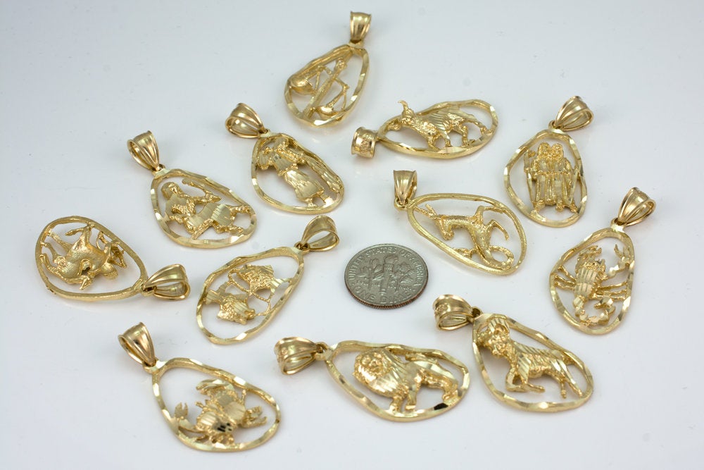 Gold Aries Zodiac Sign DC Pendant Necklace (yellow, white, rose gold, 10K, 14K) Karma Blingz