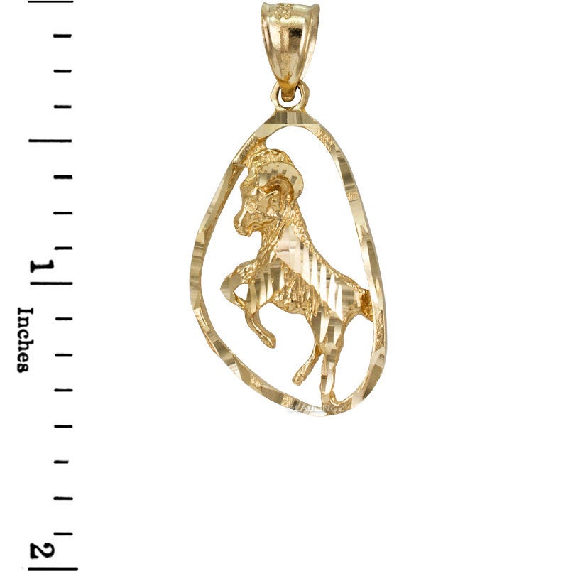 Gold Aries Zodiac Sign DC Pendant Necklace (yellow, white, rose gold, 10K, 14K) Karma Blingz