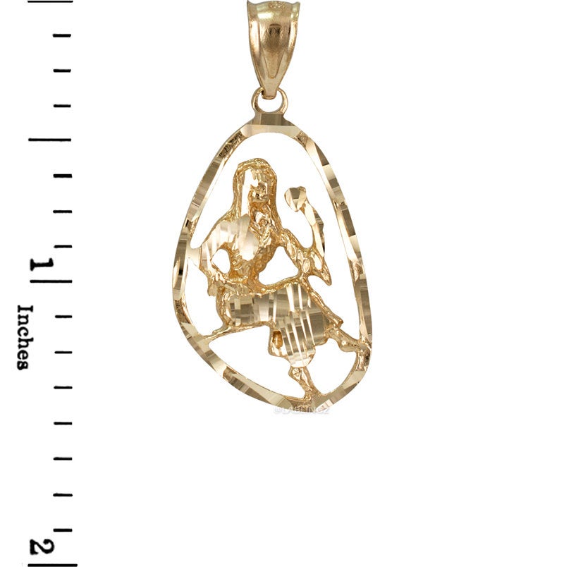 Gold Virgo Zodiac Sign DC Pendant Necklace (yellow, white, rose gold, 10K, 14K) Karma Blingz