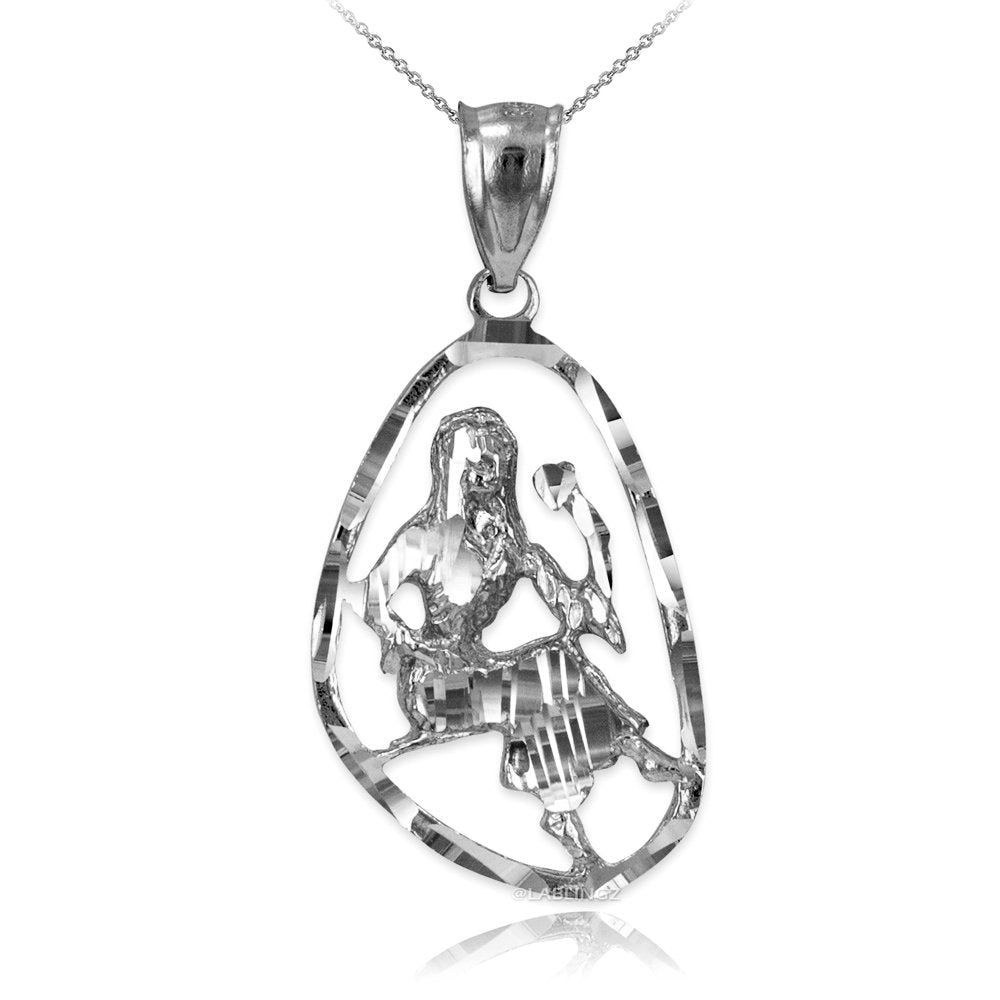 Gold Virgo Zodiac Sign DC Pendant Necklace (yellow, white, rose gold, 10K, 14K) Karma Blingz