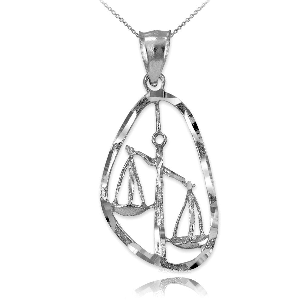 Gold Libra Zodiac Sign DC Pendant Necklace (yellow, white, rose gold, 10K, 14K) Karma Blingz