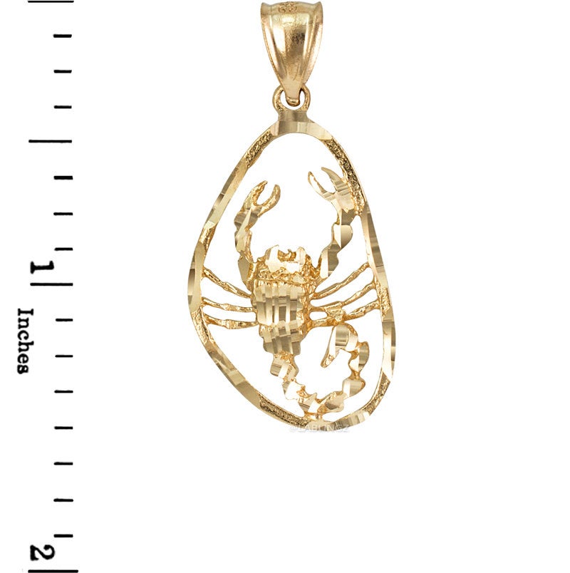 Gold Scorpio Zodiac Sign DC Pendant Necklace (yellow, white, rose gold, 10K, 14K) Karma Blingz