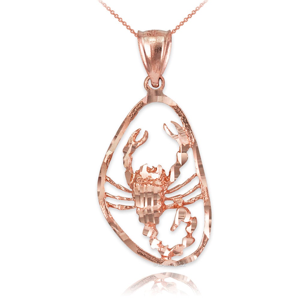 Gold Scorpio Zodiac Sign DC Pendant Necklace (yellow, white, rose gold, 10K, 14K) Karma Blingz