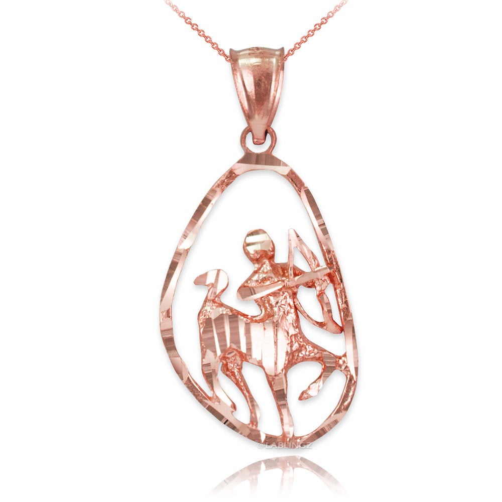 Gold Sagittarius Zodiac Sign DC Pendant Necklace (yellow, white, rose gold, 10K, 14K) Karma Blingz