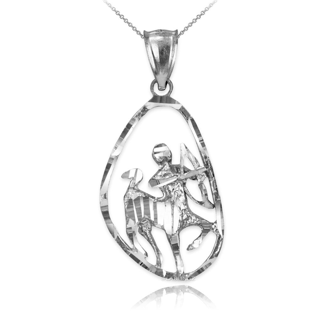 Gold Sagittarius Zodiac Sign DC Pendant Necklace (yellow, white, rose gold, 10K, 14K) Karma Blingz