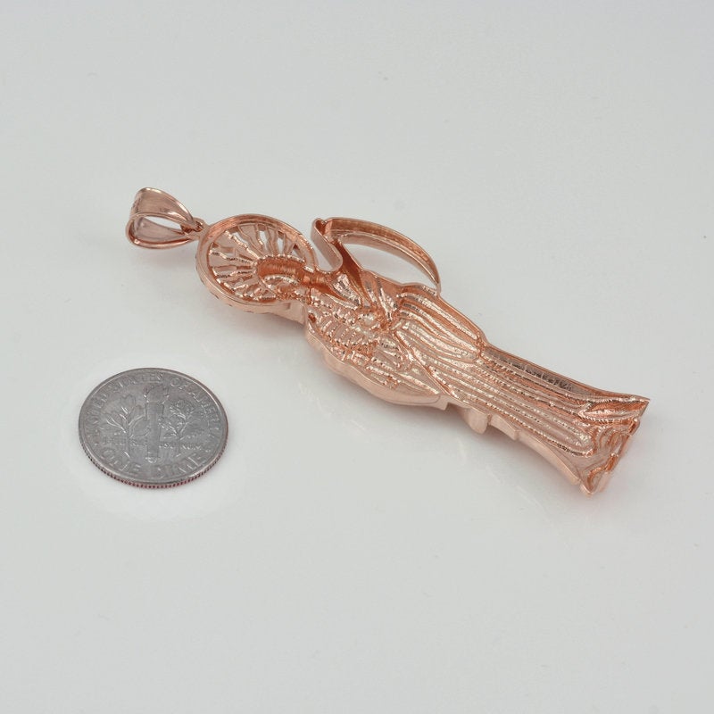 Gold Santa Muerte DC Pendant (yellow, white, rose gold, 10k, 14k) Karma Blingz