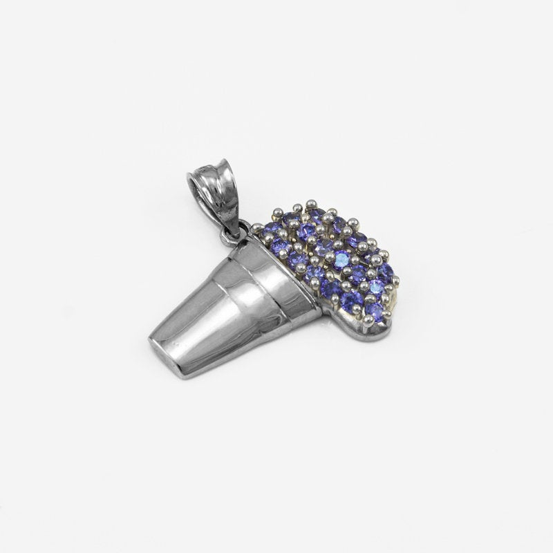 Sterling Silver Purple Drink CZ Pendant Necklace Karma Blingz