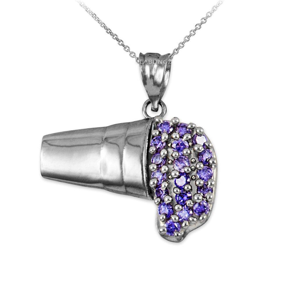 Sterling Silver Purple Drink CZ Pendant Necklace Karma Blingz