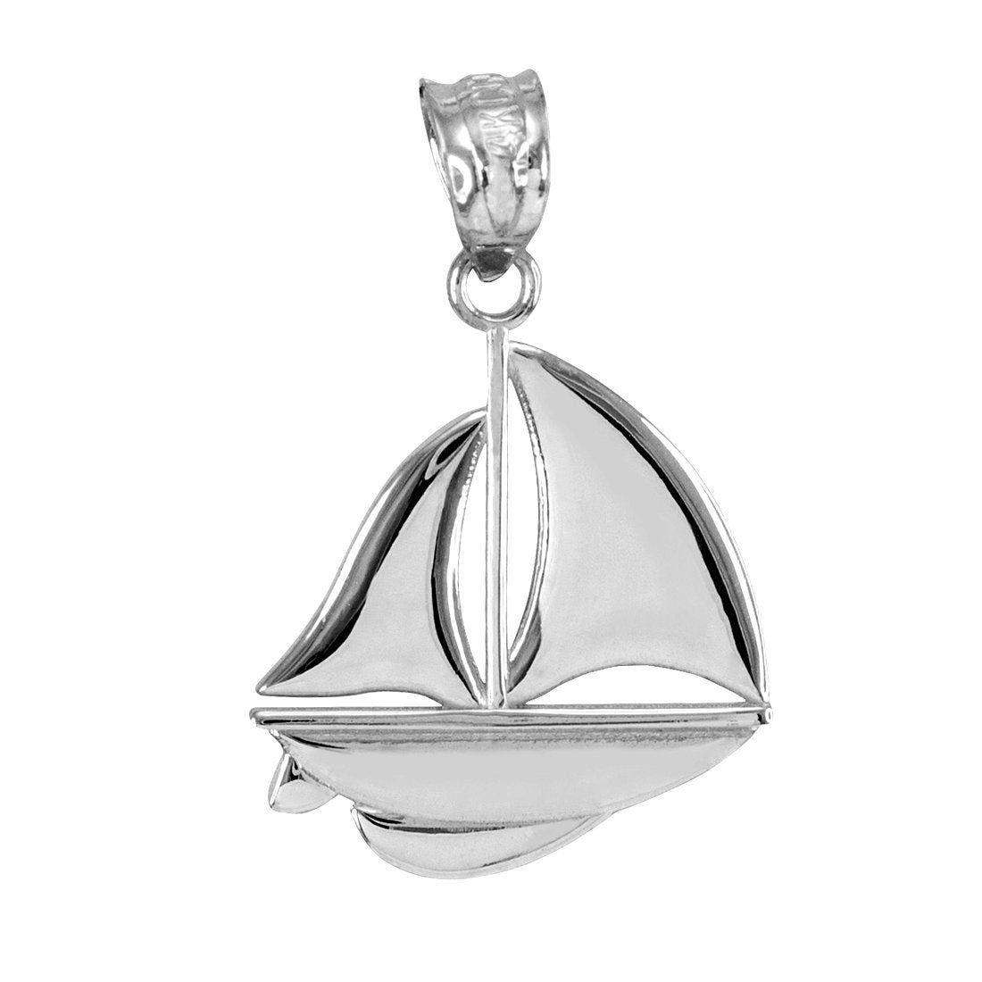 Polished Gold Sail Boat Pendant Necklace (10K, 14K, yellow, white, rose gold) Karma Blingz