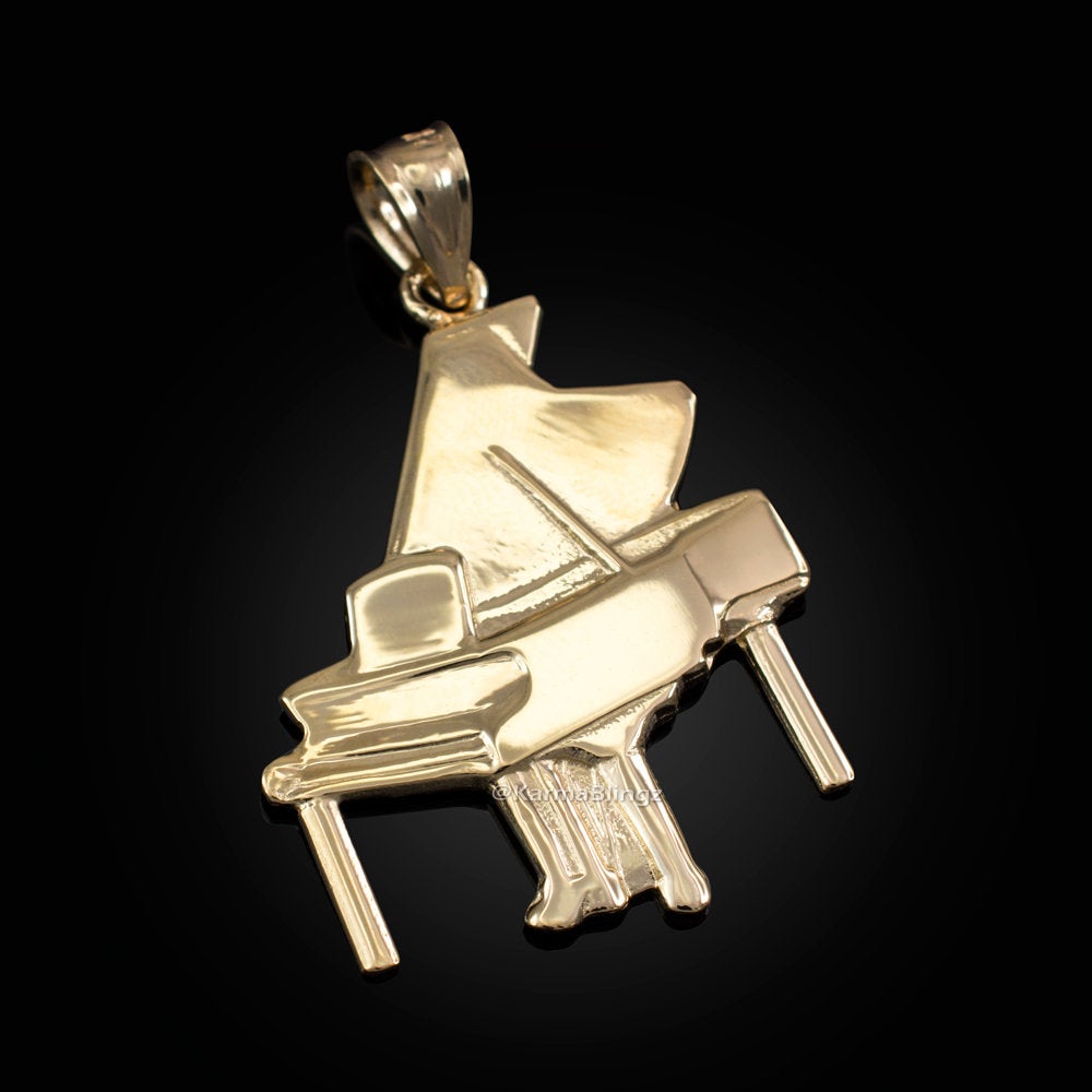 Gold Grand Piano Pendant (10K, 14K, yellow, white, rose gold) Karma Blingz