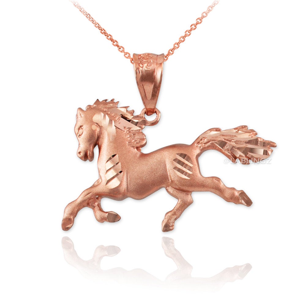 Gold Horse Satin DC Charm Necklace (10K, 14K, yellow, white, rose gold) Karma Blingz
