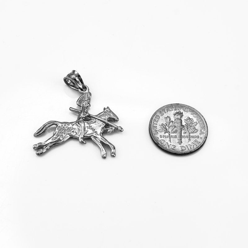 Sterling SIlver Indian Chief Horse Rider Pendant Necklace Karma Blingz