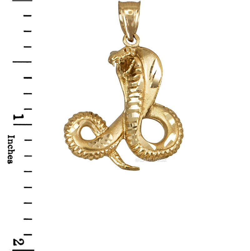 Gold Cobra Snake Satin DC Pendant (10K, 14K, yellow, white, rose gold) Karma Blingz