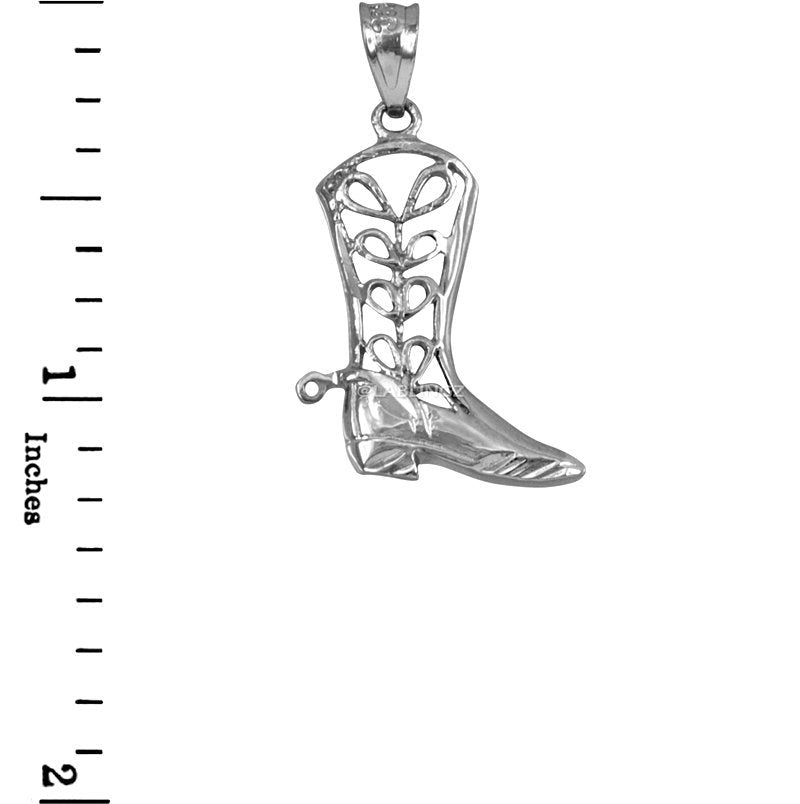 Sterling Silver FIligree Cowboy Boot Pendant Necklace Karma Blingz