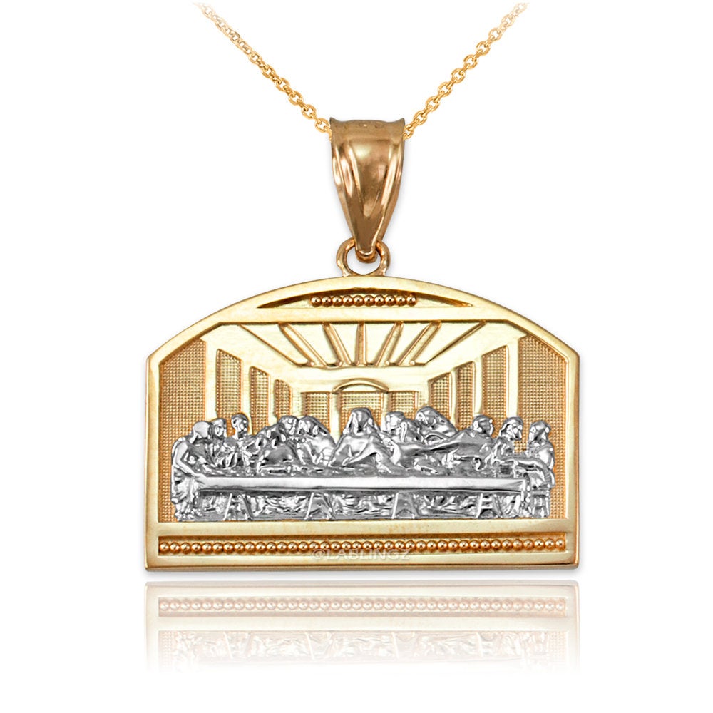 Gold Last Supper Pendant Necklace (10K, 14K, yellow, white, rose gold) Karma Blingz