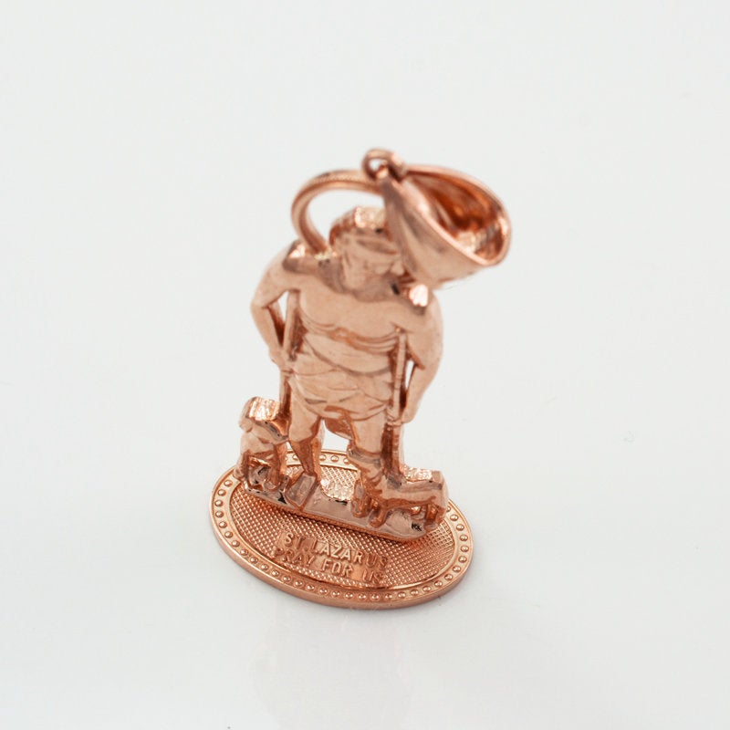 Gold St. Lazarus Statuette Pendant (yellow, white, rose gold, 10k, 14k) Karma Blingz