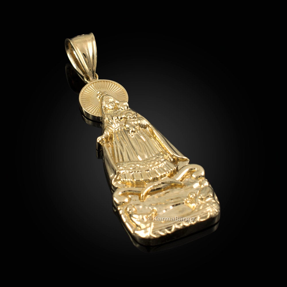 Our Lady of Cobre Gold Pendant (small, large, 10k, 14k, yellow, white, rose gold) Karma Blingz